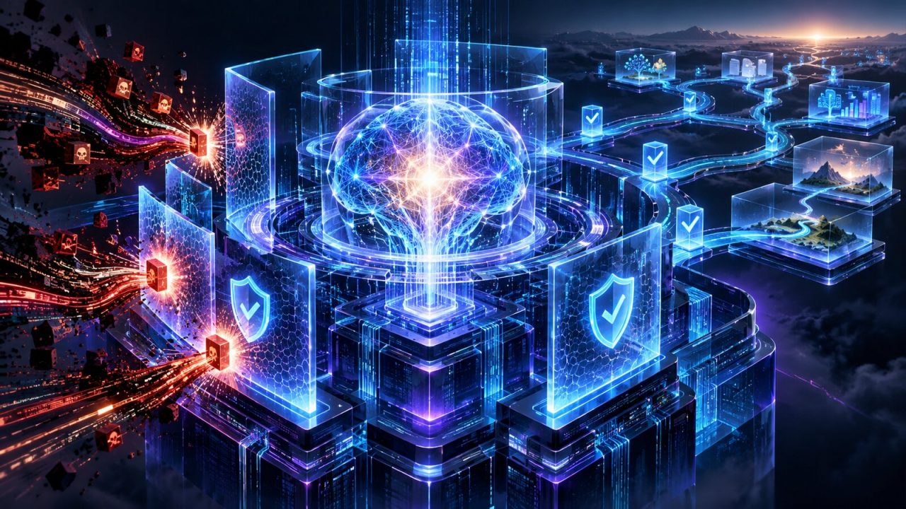 نواة ذكاء اصطناعي محمية بطبقات دفاع ضد الحقن والتهديدات السيبرانية